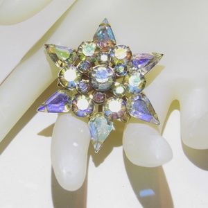 Vintage Fiery AB Rhinestone Star Brooch